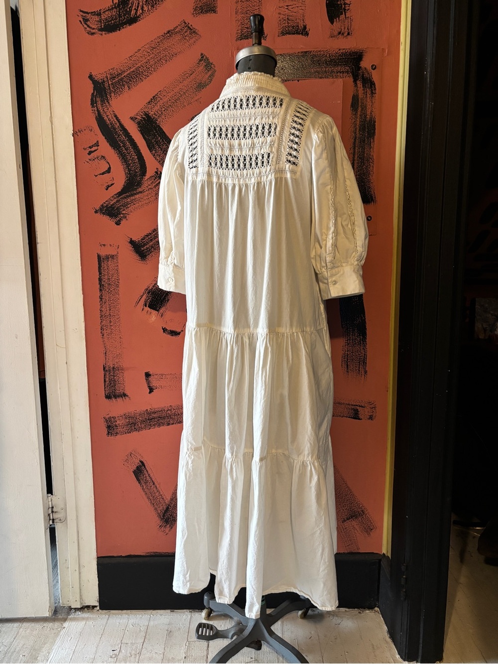 Sea New York Cream Crochet Yoke Tiered Maxi Dress - Picture 4 of 5